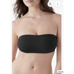 True & Co Wireless Bandeau Strapless Bra Black XS NEW